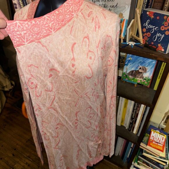 Cupio whimsical pink lightweight drape front L coastal cowgirl cardigan - Picture 2 of 4